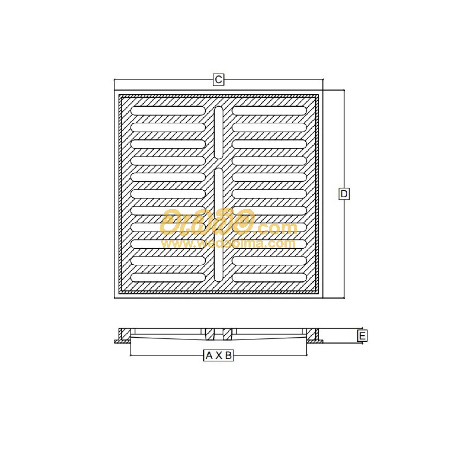 600mm x 600mm Clear open Cast-iron Grating  cover with frame