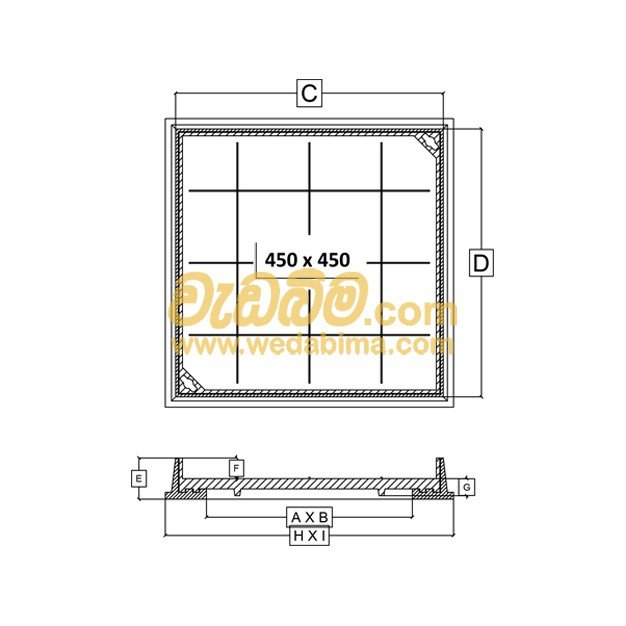 500mm x 500mm Clear Open Recessed Type Double Seal Cast-Iron Manhole Cover with Frame