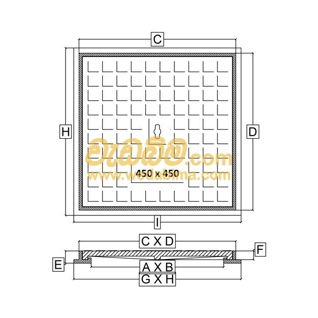 350mm x 350mm Clear Open Single Seal Cast-Iron Manhole Cover with Frame