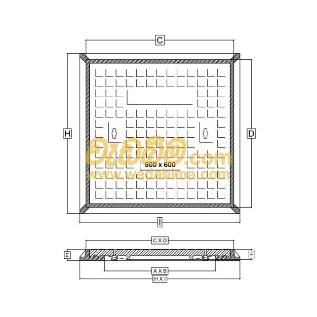 600mm x 600mm Clear Open Double Seal Cast-Iron Manhole Cover with Frame